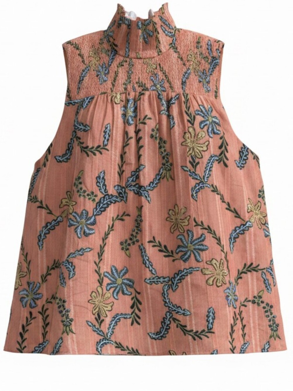 Joie Mika smocked floral embroidered cotton top Medium  NWT